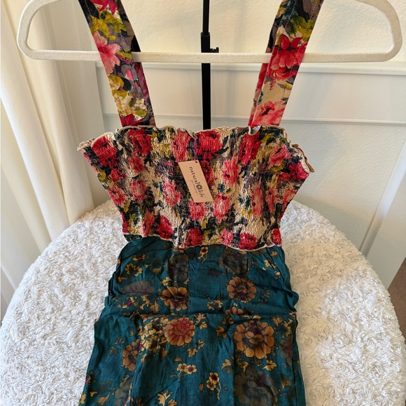 NWT - NATURAL LIFE Teal and Pink Floral Jumpsuit. Women’s size M. - Picture 4 of 8